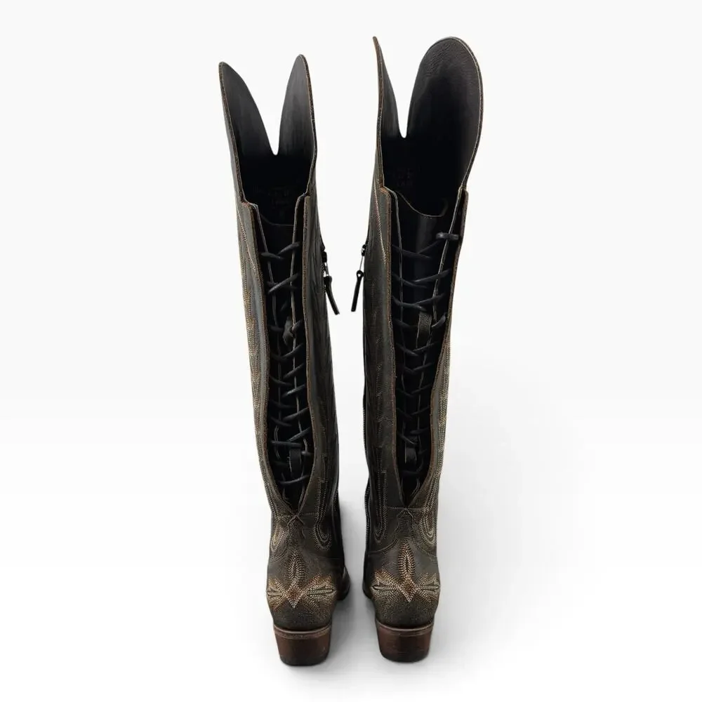 Lane Lexington OTK Womens 7.5 Over Knee Corset Western Cowboy Boots Leather